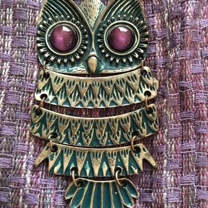 Purple-eyed Owl Necklace includes free scarf